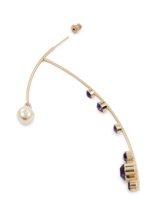 Detail View - Click To Enlarge - DRIES VAN NOTEN - Glass crystal faux pearl sculptural bar drop single earring