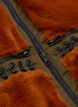  - 10753 - Detachable hem faux fur panel lace-up bomber jacket