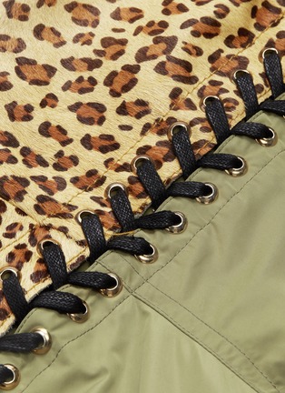  - 10753 - Leopard print leather yoke lace-up jacket