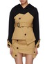Main View - Click To Enlarge - 10753 - Belted asymmetric trench panel hoodie