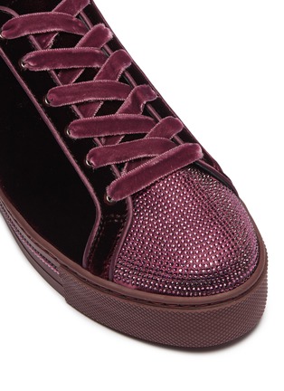 Detail View - Click To Enlarge - RENÉ CAOVILLA - Strass toe velvet sneakers