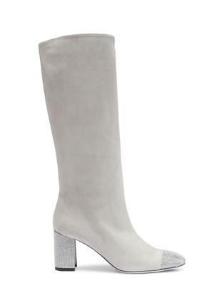 Main View - Click To Enlarge - RENÉ CAOVILLA - Strass heel suede knee high boots