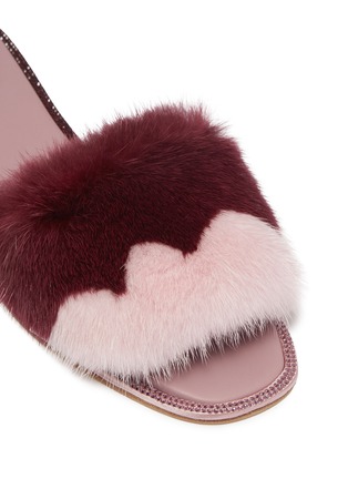 Detail View - Click To Enlarge - RENÉ CAOVILLA - Strass trim colourblock mink fur slide sandals