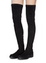 Figure View - Click To Enlarge - RENÉ CAOVILLA - Strass trim suede thigh high boots