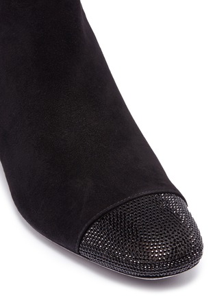Detail View - Click To Enlarge - RENÉ CAOVILLA - Strass toe suede ankle boots