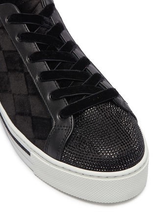 Detail View - Click To Enlarge - RENÉ CAOVILLA - Strass diamond quilted velvet flatform sneakers