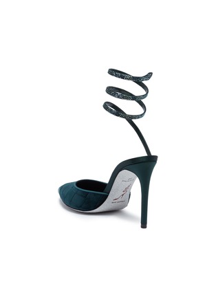 Detail View - Click To Enlarge - RENÉ CAOVILLA - 'Snake' strass toe coil anklet velvet pumps