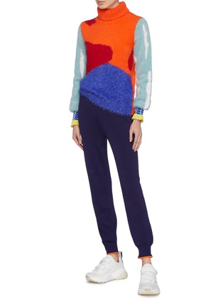 Figure View - Click To Enlarge - ZI II CI IEN - Graphic intarsia mix knit turtleneck sweater