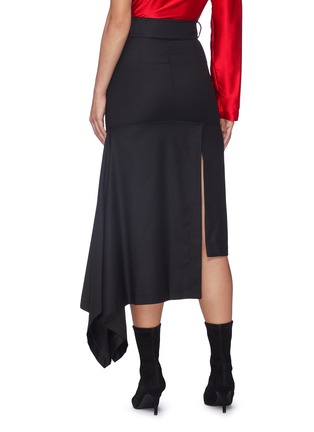 Back View - Click To Enlarge - MATÉRIEL - Belted asymmetric drape wool skirt