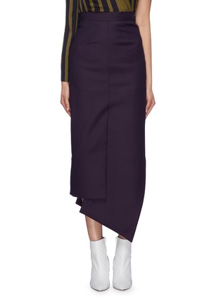 Main View - Click To Enlarge - MATÉRIEL - Asymmetric drape panel wool skirt