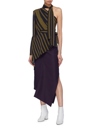 Figure View - Click To Enlarge - MATÉRIEL - Asymmetric drape panel wool skirt