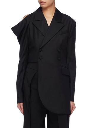 Main View - Click To Enlarge - MATÉRIEL - Slit shoulder asymmetric coat
