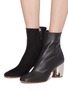 Figure View - Click To Enlarge - PROENZA SCHOULER - Curved mirror heel leather and suede ankle boots