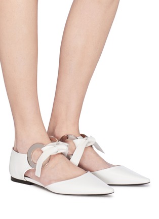 Figure View - Click To Enlarge - PROENZA SCHOULER - Metal ring tie leather d'Orsay flats