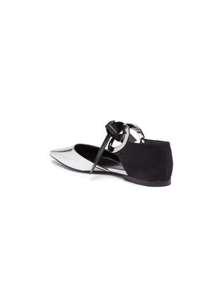 Detail View - Click To Enlarge - PROENZA SCHOULER - Metal ring tie leather and suede d'Orsay flats