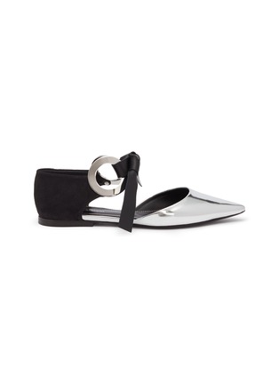 Main View - Click To Enlarge - PROENZA SCHOULER - Metal ring tie leather and suede d'Orsay flats