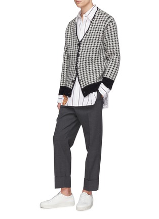 Figure View - Click To Enlarge - MAISON FLANEUR - Contrast hem houndstooth cardigan