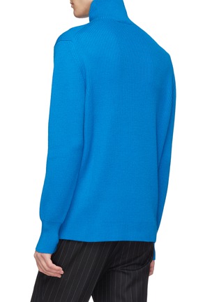 Back View - Click To Enlarge - MAISON FLANEUR - Flap pocket wool rib knit turtleneck sweater
