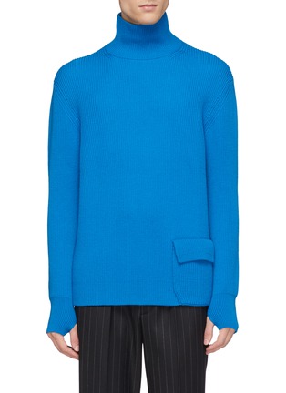 Main View - Click To Enlarge - MAISON FLANEUR - Flap pocket wool rib knit turtleneck sweater
