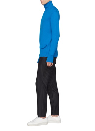 Figure View - Click To Enlarge - MAISON FLANEUR - Flap pocket wool rib knit turtleneck sweater
