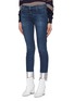 Front View - Click To Enlarge - J BRAND - 'MR DW' metallic staggered cuff skinny jeans