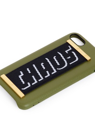 Detail View - Click To Enlarge - CHAOS - Logo jacquard strap leather iPhone 7/8 case – Khaki/Black