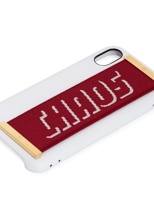 Detail View - Click To Enlarge - CHAOS - Logo jacquard strap leather iPhone X case – White/Red