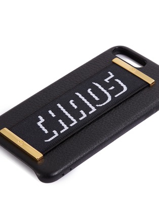 Detail View - Click To Enlarge - CHAOS - Logo jacquard strap leather iPhone 7 Plus/8 Plus case – Black