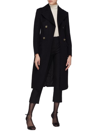 Figure View - Click To Enlarge - HELMUT LANG - Double breasted virgin wool blend melton coat