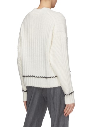 Back View - Click To Enlarge - HELMUT LANG - Contrast border brushed rib knit sweater