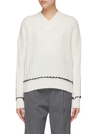 Main View - Click To Enlarge - HELMUT LANG - Contrast border brushed rib knit sweater