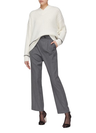 Figure View - Click To Enlarge - HELMUT LANG - Contrast border brushed rib knit sweater