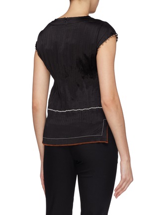 Back View - Click To Enlarge - HELMUT LANG - Ball chain cuff contrast topstitching pleated top