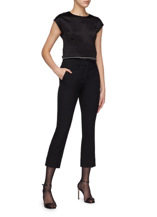 Figure View - Click To Enlarge - HELMUT LANG - Ball chain cuff contrast topstitching pleated top