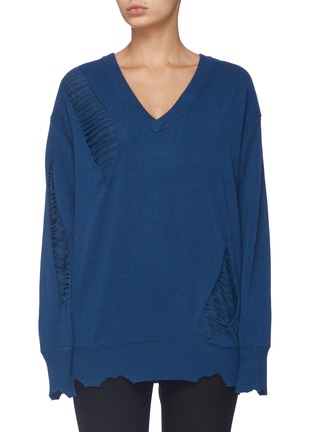 Main View - Click To Enlarge - HELMUT LANG - Distressed layered lambswool V-neck sweater
