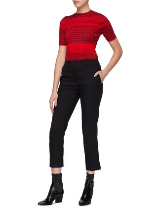 Figure View - Click To Enlarge - HELMUT LANG - Mix stripe rib knit short sleeve sweater