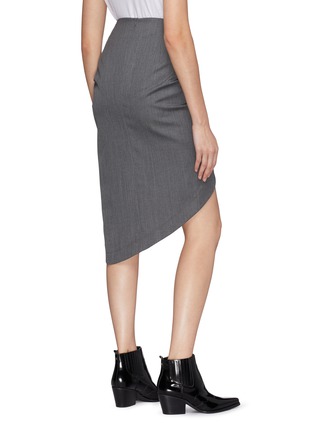 Back View - Click To Enlarge - HELMUT LANG - Mock wrap ruched drape virgin wool skirt