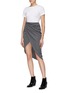 Figure View - Click To Enlarge - HELMUT LANG - Mock wrap ruched drape virgin wool skirt