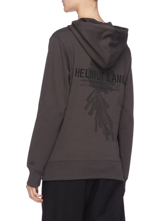 Back View - Click To Enlarge - HELMUT LANG - Logo feather print hoodie