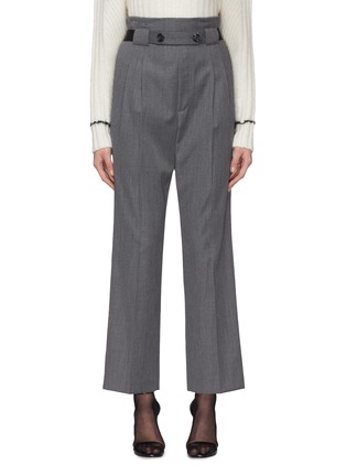 Main View - Click To Enlarge - HELMUT LANG - Belted pleated virgin wool wide leg pants