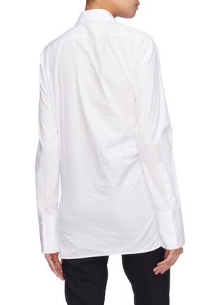 Back View - Click To Enlarge - HELMUT LANG - Gathered drape half button placket shirt