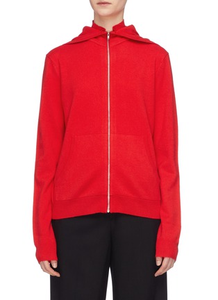 Main View - Click To Enlarge - HELMUT LANG - Stand collar cashmere knit zip hoodie