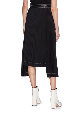 Back View - Click To Enlarge - HELMUT LANG - Contrast stitch pleated staggered hem skirt