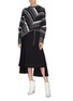 Figure View - Click To Enlarge - HELMUT LANG - Contrast stitch pleated staggered hem skirt