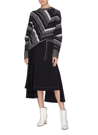 Figure View - Click To Enlarge - HELMUT LANG - Chevron stripe brushed wool blend sweater