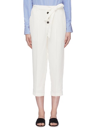 Main View - Click To Enlarge - SHORT SENTENCE - Belted button cropped twill pants