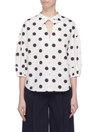 Main View - Click To Enlarge - SHORT SENTENCE - Tie neck polka dot print blouse