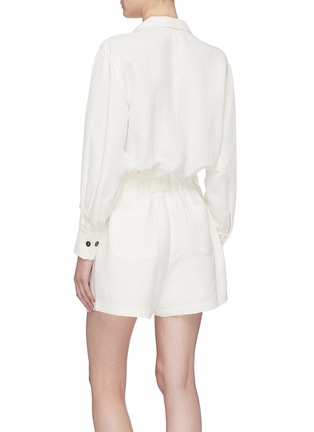 Back View - Click To Enlarge - SHORT SENTENCE - Belted button front twill playsuit