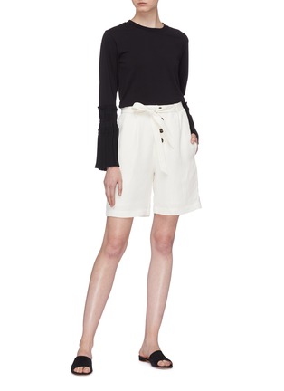 Figure View - Click To Enlarge - SHORT SENTENCE - Belted button twill Bermuda shorts