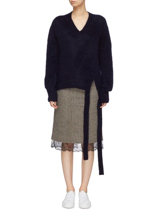 Main View - Click To Enlarge - SHORT SENTENCE - Sash tie V-neck sweater